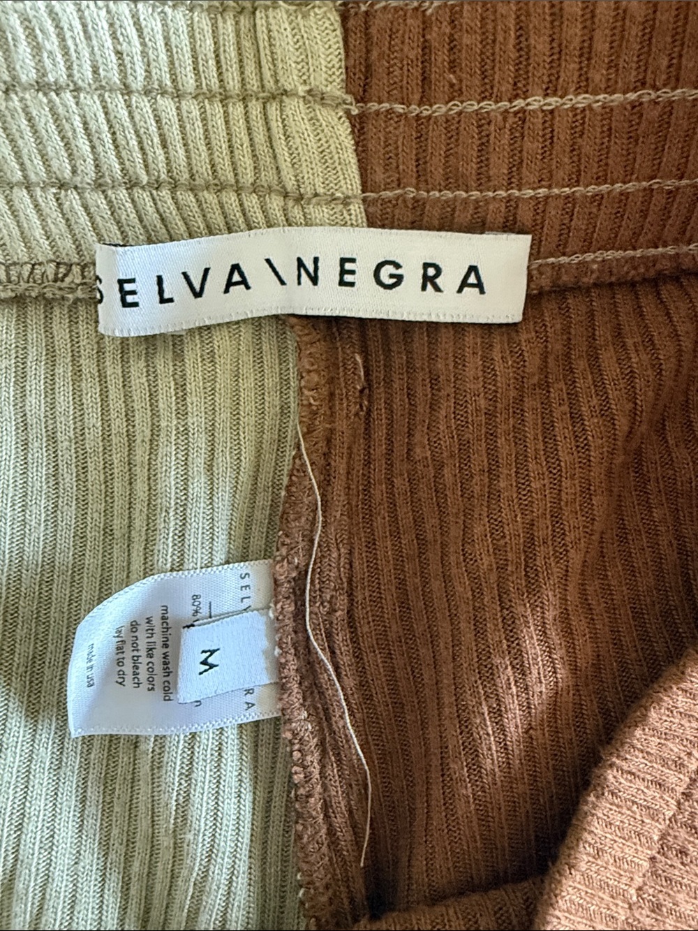 Selva Negra Ribbed Two-Piece Tank & Pants Set - Cream and Rust - Picture 6 of 7